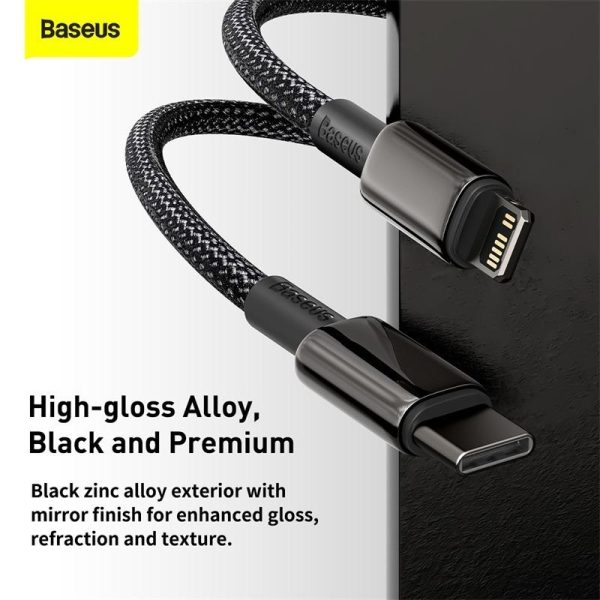 Baseus CATLWJ-01 Tungsten Gold Fast Charging Data Cable Type-C to Lightning For Iphone PD 20W 1m Black - Image 3