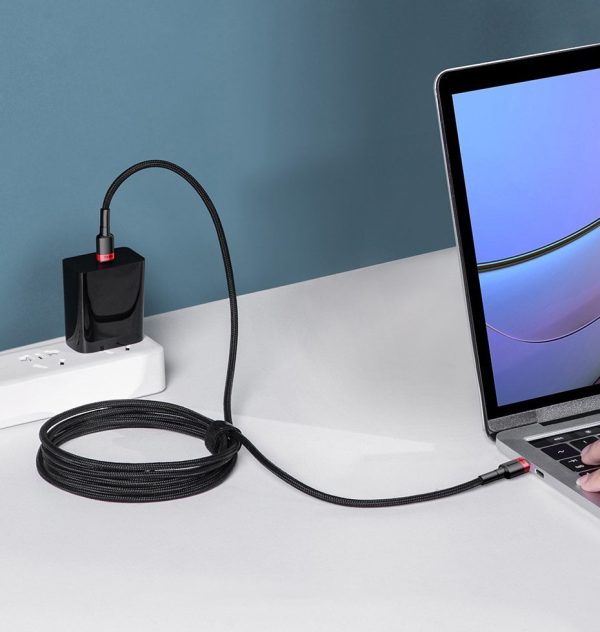 Baseus Cafule Type-C To Type-C 100W Nylon Braided Wire USB 20V 5A 2m PD 2.0 Cable Red black CATKLF-AL91 - Image 4