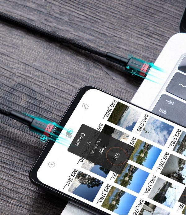 Baseus Cafule Type-C To Type-C 100W Nylon Braided Wire USB 20V 5A 2m PD 2.0 Cable Red black CATKLF-AL91 - Image 3