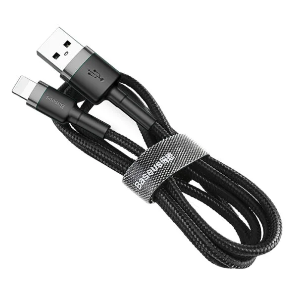 Baseus Cafule Cable Durable Nylon Braided Wire USB Lightning QC3.0 2.4A 1M black-grey (CALKLF-BG1) - 90Days warranty - Image 1