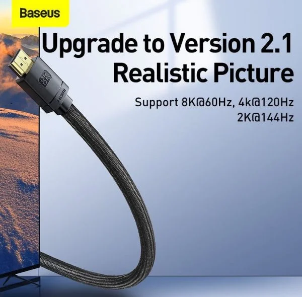 Baseus High Definition Series HDMI 8K to HDMI 8K Adapter Cable 2m Black CAKGQ-K01 - Image 7