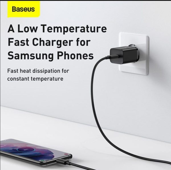 Baseus Charger 25W Super Si Quick Adapter 1C  EU Sets Black With Type-C to Type-C Cable 3A 1m Black TZCCSUP-L01 - Image 2