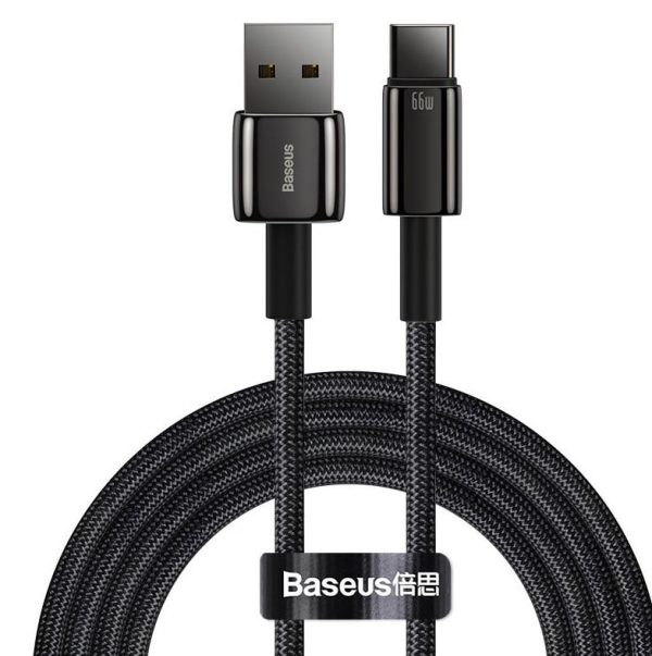 Baseus Tungsten Gold Fast Charging Data Cable USB to Type-C 66W 2m Black CATWJ-C01 - Image 4