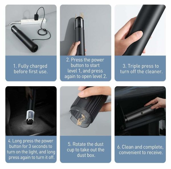 Baseus CRXCQA3-0AA3 Vacuum Cleaner Portable Handheld 15000Pa 135W  Strong Suction Car Handy Vacuum Cleaner - Image 4