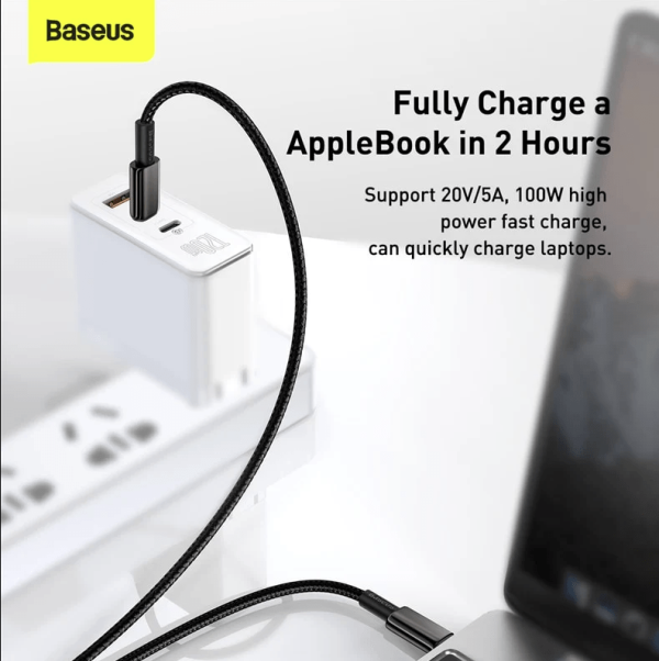 Baseus CATWJ-01Tungsten Gold Fast Charging Data Cable Type-C to Type-C 100W 1m Black - Image 3
