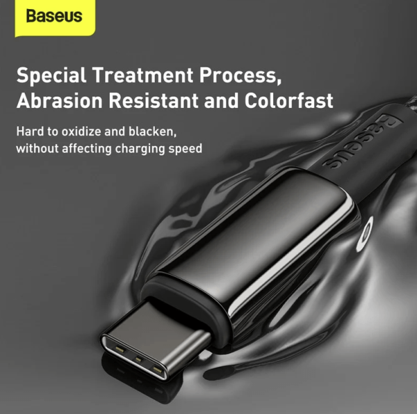 Baseus CATWJ-01Tungsten Gold Fast Charging Data Cable Type-C to Type-C 100W 1m Black - Image 2