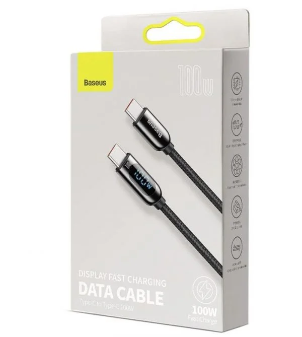 Baseus Display Fast Charging Data Cable Type-C to Type-C 100W 1m Black CATSK-B01 - Image 3