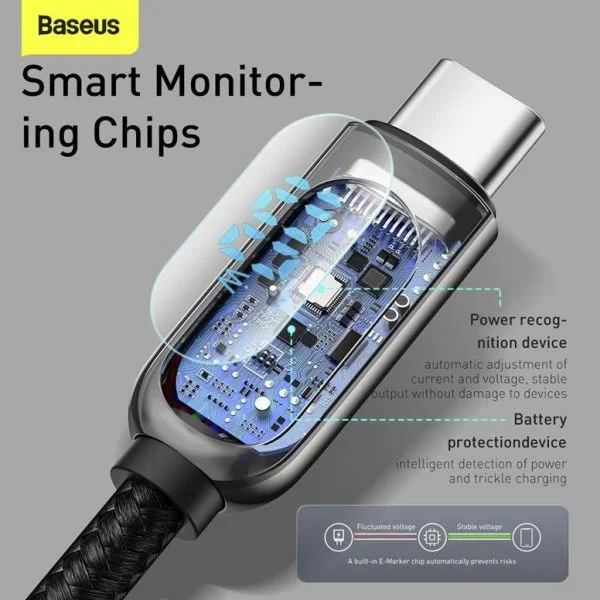 Baseus Display Fast Charging Data Cable Type-C to Type-C 100W 1m Black CATSK-B01 - Image 4