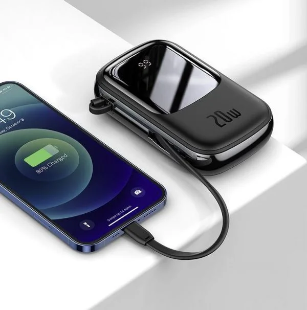 Baseus Power Bank 20000mAh Qpow Digital Display 20W  Iphone Lightning Cable Black PPQD-H01 - Image 6