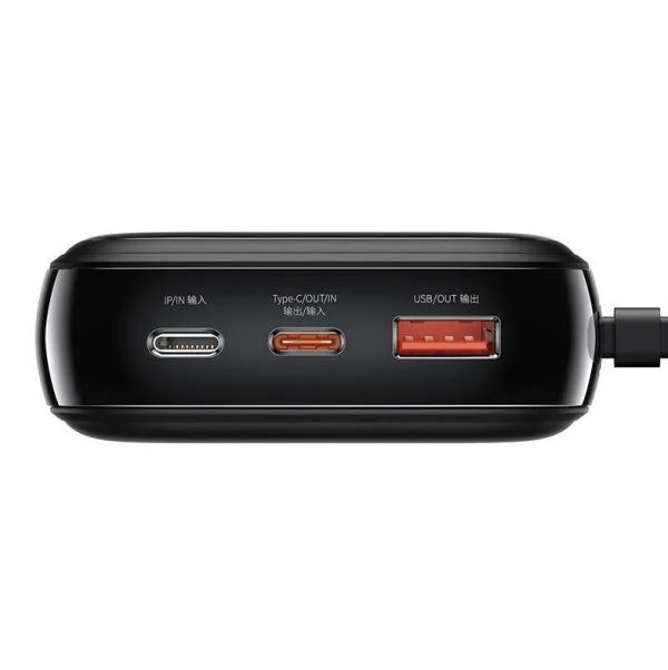 Baseus Power Bank 20000mAh Qpow Digital Display 20W  Iphone Lightning Cable Black PPQD-H01 - Image 5