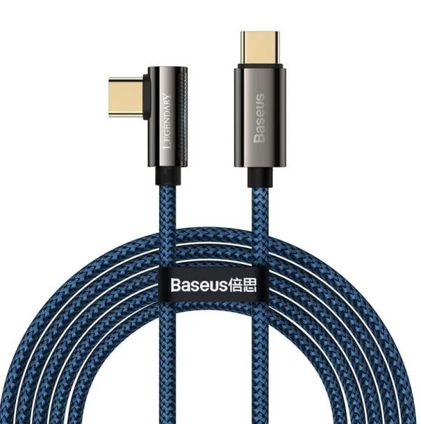  Baseus Legend Series Elbow Fast Charging Data Cable Type-C to Type-C 100W 2m Blue - Image 1
