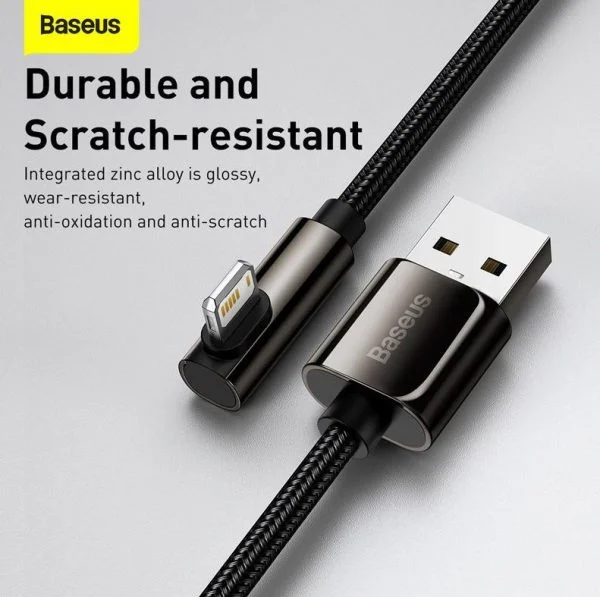 Baseus CALCS-01 Legend Series Elbow Fast Charging Data Cable USB to iP 2.4A 1m Black - Image 6