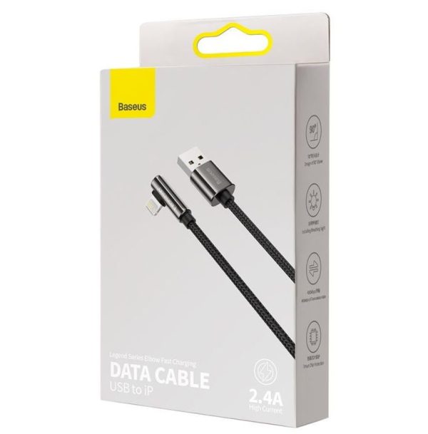 Baseus CALCS-01 Legend Series Elbow Fast Charging Data Cable USB to iP 2.4A 1m Black - Image 4