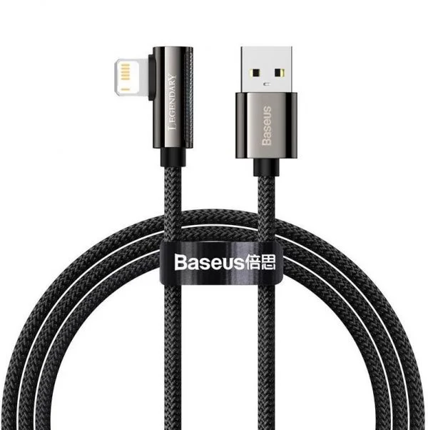 Baseus CALCS-01 Legend Series Elbow Fast Charging Data Cable USB to iP 2.4A 1m Black - Image 1