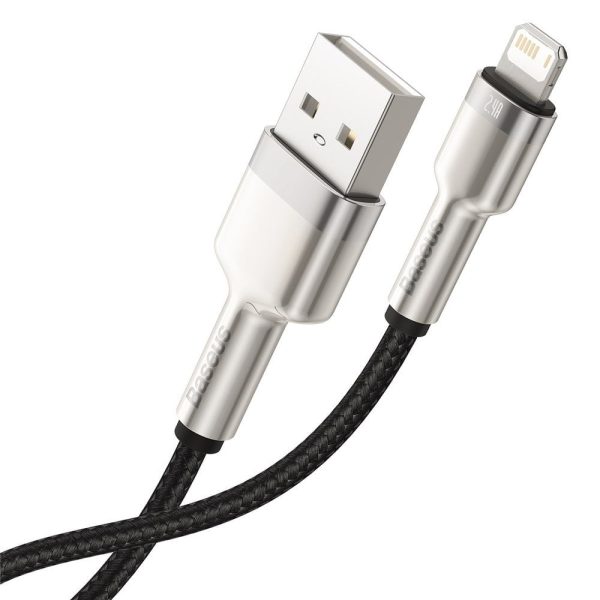 Baseus CALJK-01 Cafule Series Metal Lightning Power Bank Short  Data Cable USB to IP 2.4A 0.25m Black - Image 3