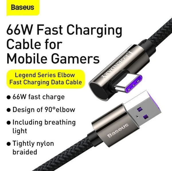 Baseus CACS000409 Legend Series Elbow Fast Charging Data Cable USB to Type-C 66W 1m Red - Image 3