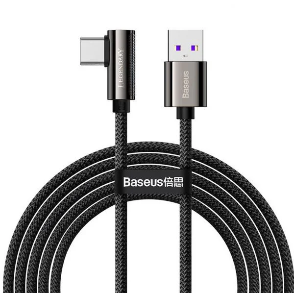 Baseus CATCS-C01 Legend Series Elbow Fast Charging Data Cable USB to Type-C 66W 2m Black - Image 1