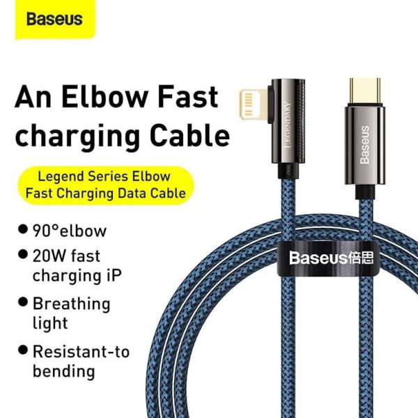 Baseus  CACS000303 Legend Series Elbow Fast Charging Data Cable Type-C to Lightning For Iphone PD 20W 2m Blue - Image 5