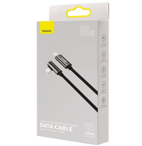 Baseus CATCS-01 Legend Series Elbow Fast Charging Data Cable Type-C to Type-C 100W 1m Black - Image 3