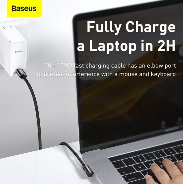 Baseus CATCS-01 Legend Series Elbow Fast Charging Data Cable Type-C to Type-C 100W 1m Black - Image 4