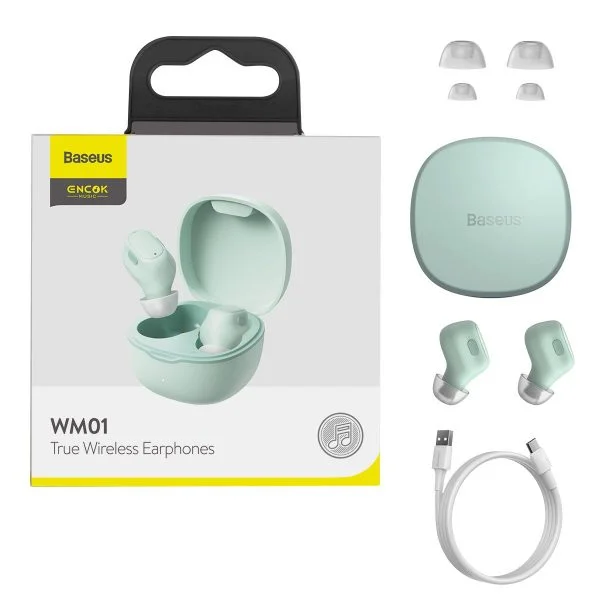 Baseus Bowie WM01 TWS True Wireless Bluetooth Earphones Green- 3 Months  Replacement Guarantee - Image 4