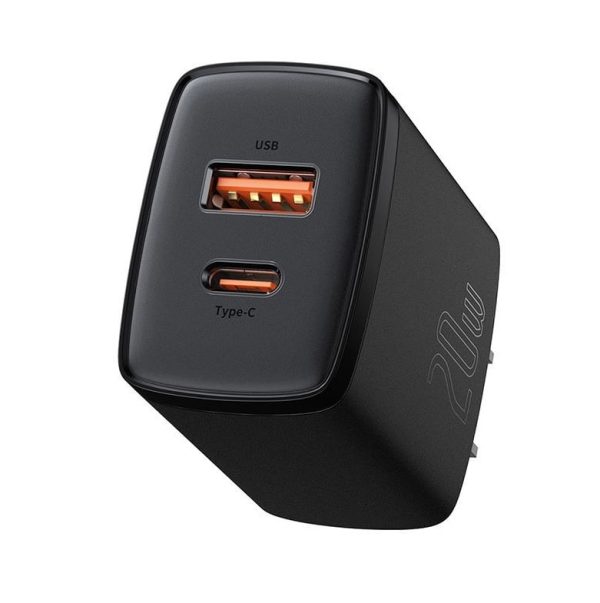 Baseus 20w charger CCXJ-01 Compact Super Quick Charger Dual Port U+C  CN/US Black - Image 6