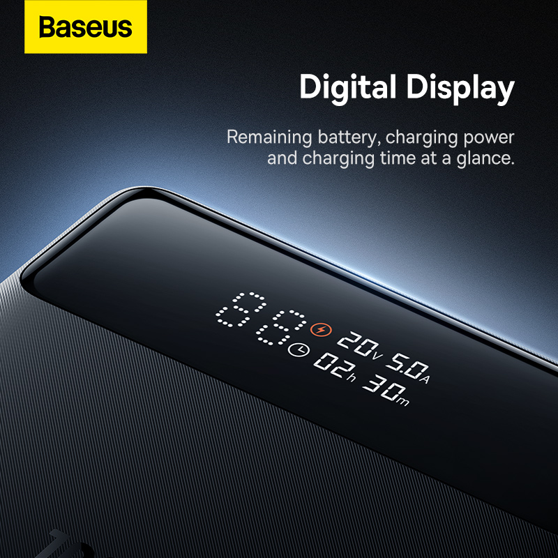 Baseus Power Bank Blade Digital Display Fast Charging Power Bank HD Edition 20000mAh 100W Black For Mobile laptop 3 Months Replacement Warranty 1