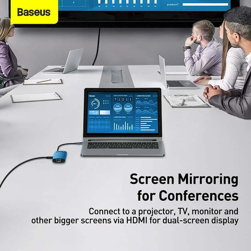 Baseus Metal Gleam Series 6-in-1 Multifunctional Type-C HUB Docking Station Blue WKWG000003 - Image 5