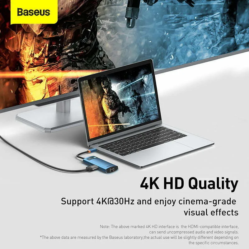 Baseus Metal Gleam Series 6-in-1 Multifunctional Type-C HUB Docking Station Blue WKWG000003 - Image 4