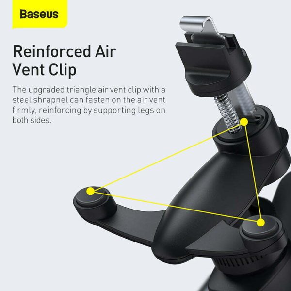 Baseus Smart Solar Power Wireless Car Mount Electric Holder Black SUZG000001 - Image 6
