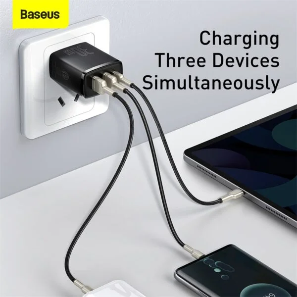 BASEUS Compact Quick Charger 2U+C Three Ports 30W Travel Power Adapter CN Plug - Black CCXJ-C01 -3 Months Replacement Warranty - Image 8
