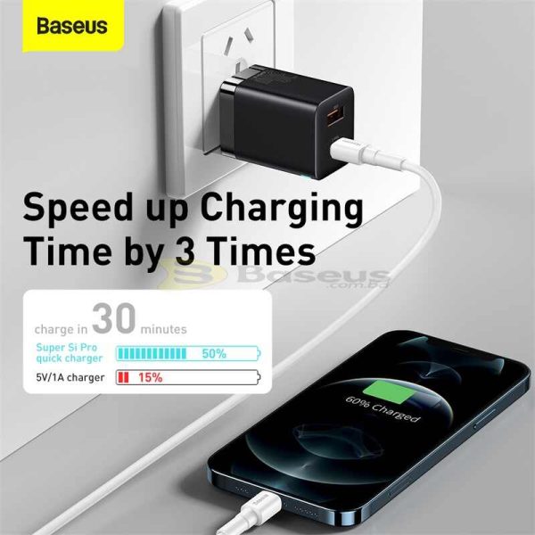 Baseus 30W Quick Charger Super Si Pro  C+U  CN Black CCSUPP-C01 -3 Months Replacement Warranty - Image 10