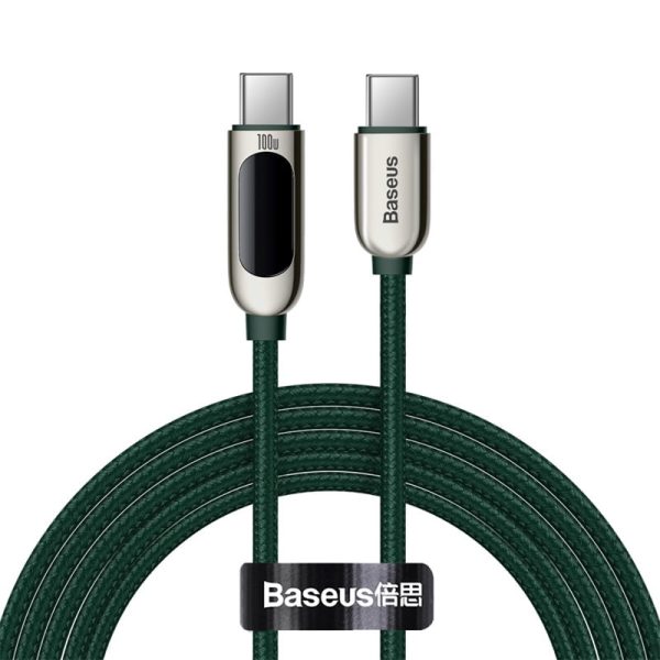 BASEUS Display Fast Charging Data Cable Type-C to Type-C 100W 2m - Green CATSK-C06 - Image 13