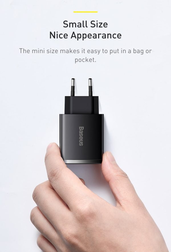 BASEUS Compact Quick Charger Portable 2U+C Three Ports 30W Wall Charging Adapter EU Plug - 3 Months Replacement Warranty - Image 13
