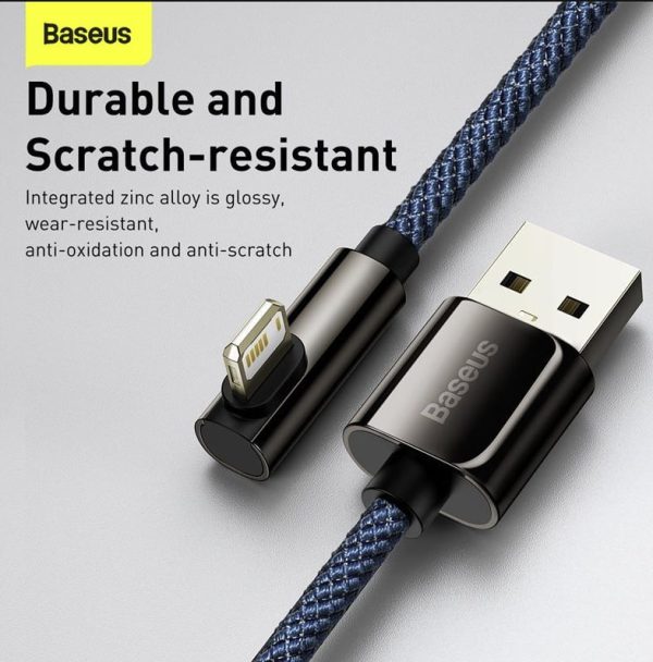 Baseus CACS000003 Legend Series Elbow Fast Charging Data Cable USB to iP 2.4A 1m Blue - Image 2