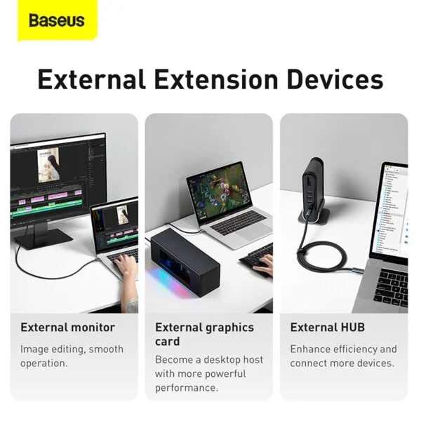 Baseus Thunderbolt 4 USB4 Full-Featured 8K Video 40Gbps Premium Cable Type-c to Type-c 100W 1M P10311803111-00 - Image 4