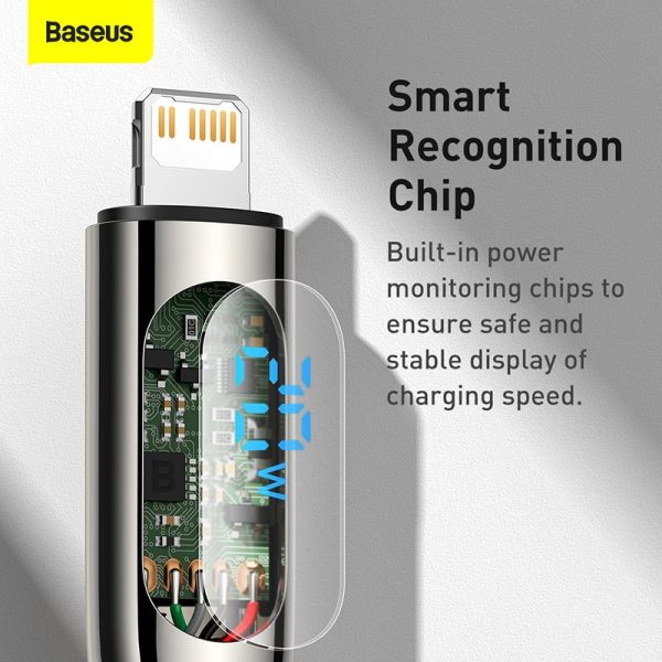 Baseus Display Fast Charging Data Cable Type-C to Lightning For Iphone 20W 1m Black - 3 Months Replacement Warranty - Image 2