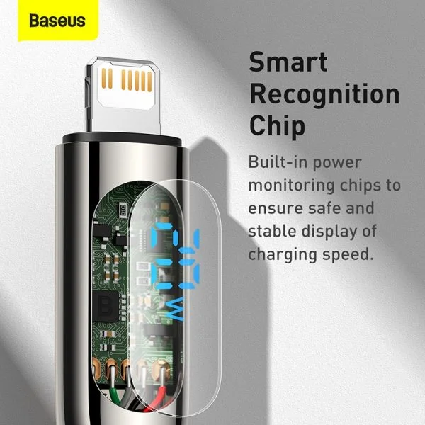 Baseus Display Fast Charging Data Cable Type-C to Lightning For Iphone 20W 1m Black - 3 Months Replacement Warranty - Image 2