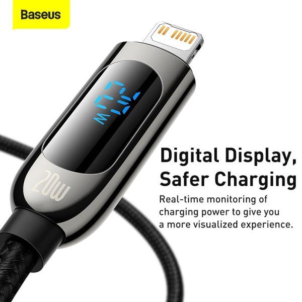 Baseus Display Fast Charging Data Cable Type-C to Lightning For Iphone 20W 1m Black - 3 Months Replacement Warranty - Image 5