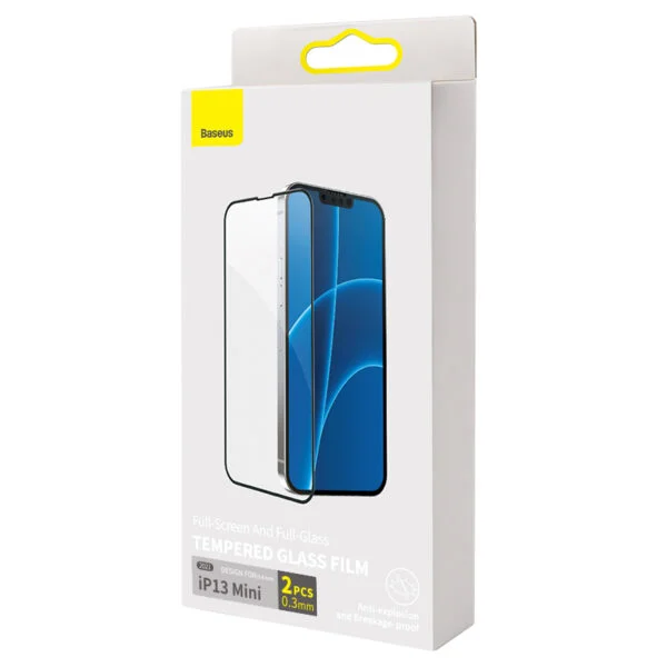 Baseus Full-glass Tempered Glass Film For iPhone 13mini 5.4inch 2021 2pcs pack With Pasting Artifact  Black SGQP010001 - Image 7