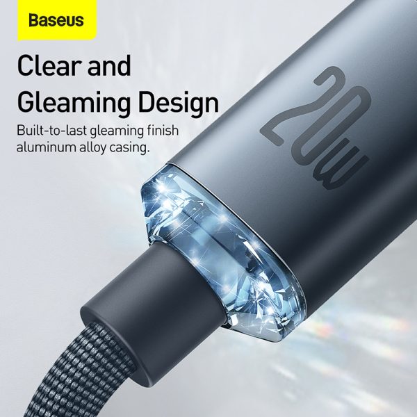 Baseus Crystal Shine Series 20W Fast Charging Type-C to Lightning For Iphone 2m Data Cable Black CAJY000301 - Image 2