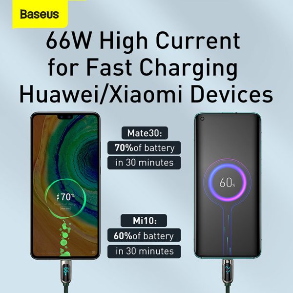Baseus CASX020106 Display Fast Charging Data Cable USB to Type-C 66W 2m Green - Image 5