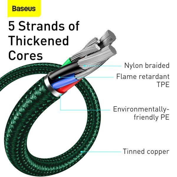 Baseus CASX020106 Display Fast Charging Data Cable USB to Type-C 66W 2m Green - Image 4
