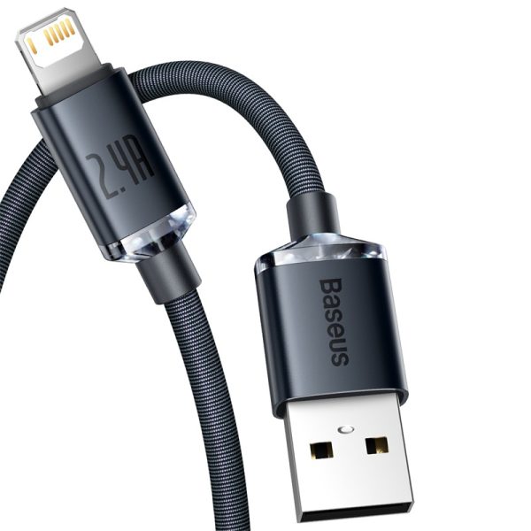 Baseus Crystal Shine Series 2.4A Fast Charging USB to Lightning For Iphone Data Cable  1.2m Black CAJY000001 - Image 5