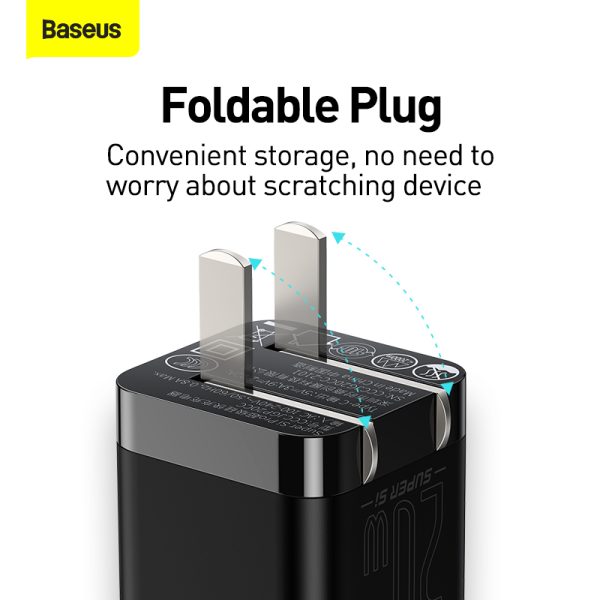 Baseus PD 20W Charger For Iphone 11 12 13 14 Series Super Si Pro Quick Charger 1C With Type-C to Lightning For Iphone  cable Black - Image 4