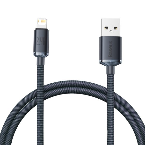 Baseus Crystal Shine Series 2.4A Fast Charging USB to Lightning For Iphone Data Cable  1.2m Black CAJY000001 - Image 4