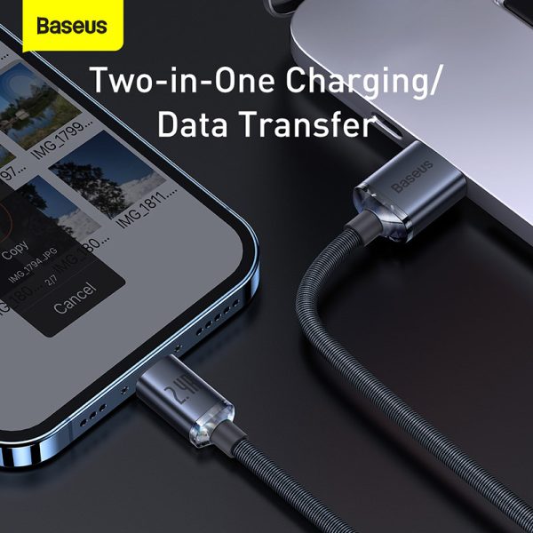 Baseus Crystal Shine Series 2.4A Fast Charging USB to Lightning For Iphone Data Cable  1.2m Black CAJY000001 - Image 3