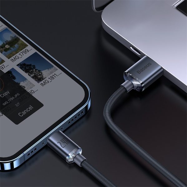 Baseus Crystal Shine Series 2.4A Fast Charging USB to Lightning For Iphone Data Cable  1.2m Black CAJY000001 - Image 2