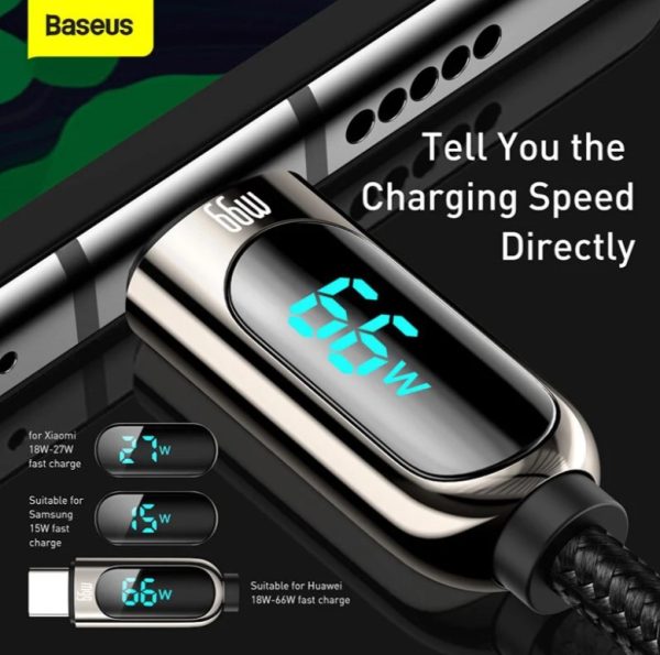 Baseus Display Fast Charging Data Cable USB to Type-C 66W Black CASX020001 1m - Image 4
