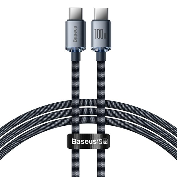 Baseus Type-C to Type-C 100W Crystal Shine Series Fast Charging Data Cable  1.2m Black CAJY000703 - Image 3